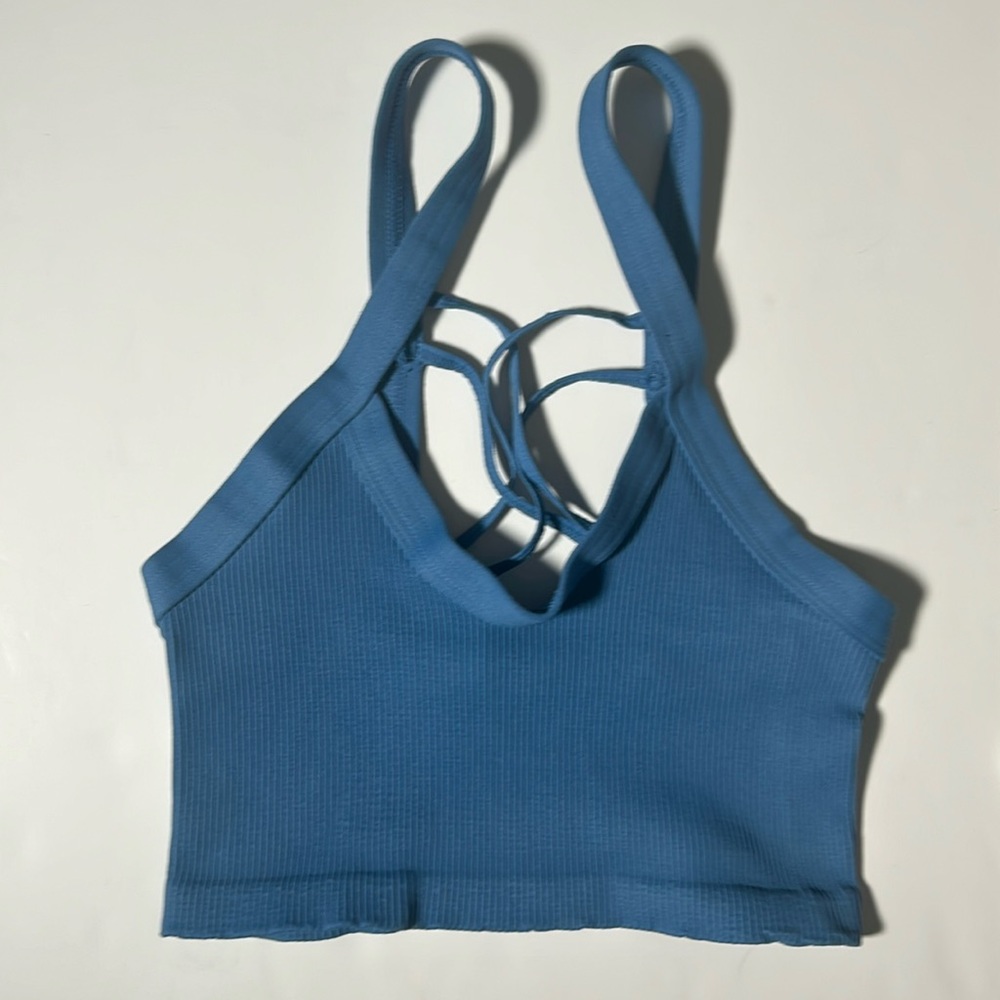 FP Movement Happiness Runs Strappy Back Crop Tank M/L Blue NWOT price firm